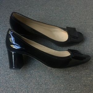 Kate spade patent bow pumps block heel 8.5 black